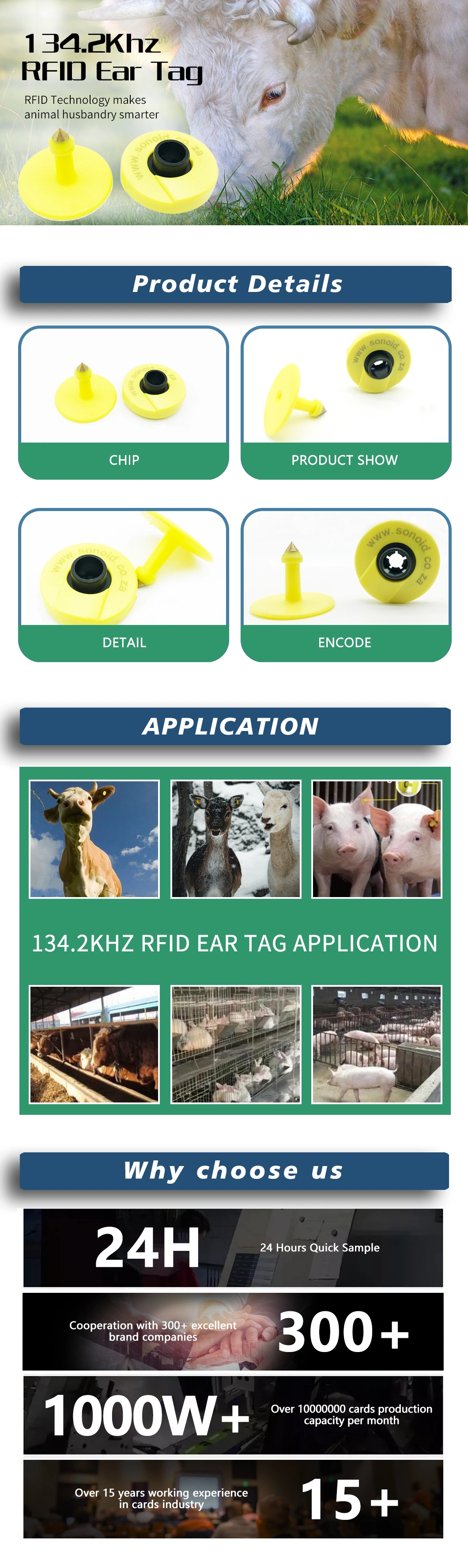 Read/Write RFID ID Animal Ear Tag for Tracking