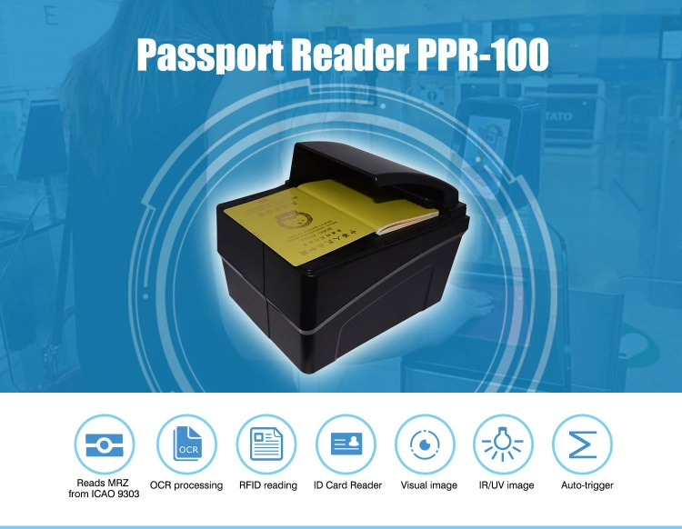 Malaysia Customs Passport Border Crossings RFID Reading Mrz Ocr Passport Scanner (PPR100)