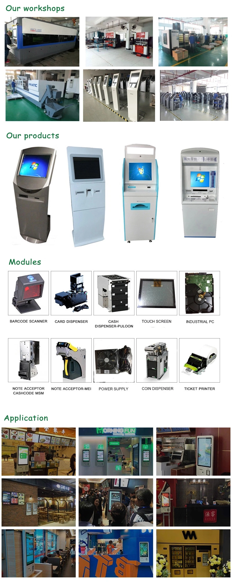 Self-Service Kiosk with Facial Recognition in Different Working Areas Based on Custom Design with Certifications/Bank Ticketing/Hospital/Reataurant