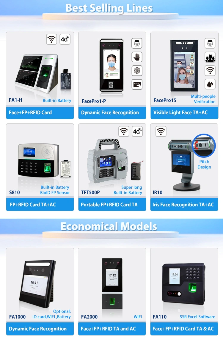 Backup Battery zk Iface302 Face Recognition Fingerprint Access Control System Employee Attendance