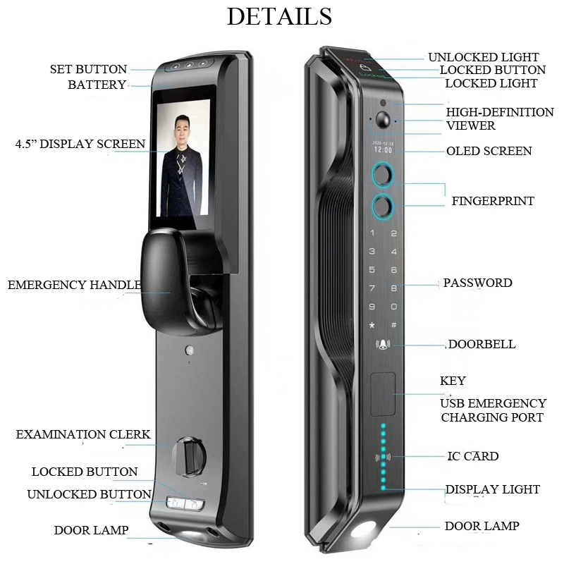 Double Fingerprint Password Card Mobile Remote Unlock Smart Lock