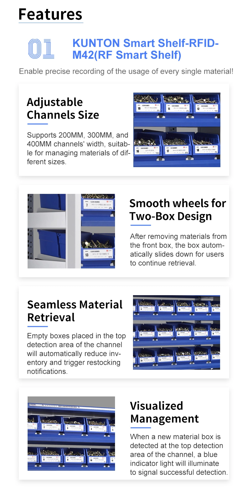 Kunton-Smart Shelf-RFID-M42 for Fastener &amp; Mro Management Automatic Industrial Vending Machine