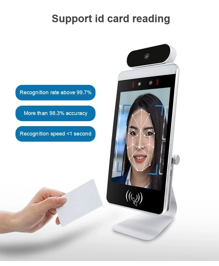 8-Inch Biometric Facial Recognition Time Attendance System; Face Recognition Access Control Terminal with Temperature Detection, Mask Detection Machine