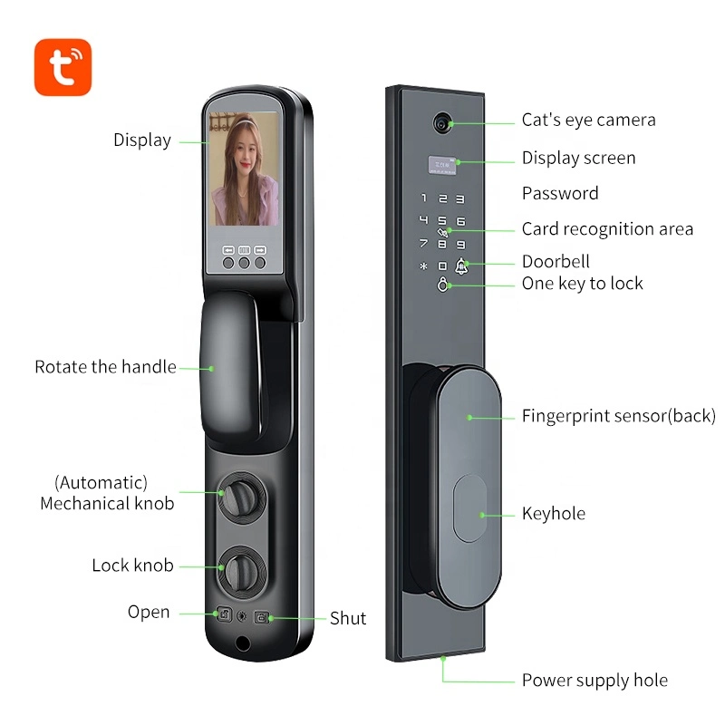 Tuya Code Fingerprint Mechanical Key Card Unlock by APP Home Automation System Multi-Functional Smart Electronic Door Locks