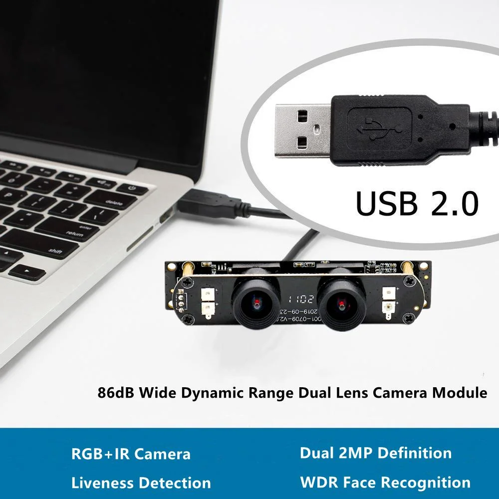 Face Recognition Synchronization HD 1080P 3D Vr Stereo Webcam PS5268 Rx2719 UVC Plug Play OTG Dual Lens USB Camera Module