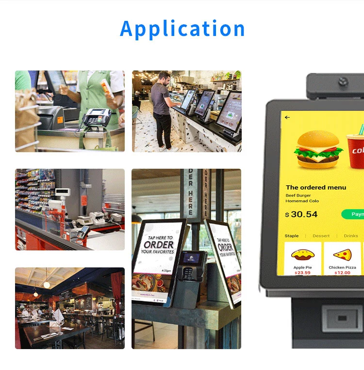 15.6 21.5 Inch Kiosk Ordering Capacitive Touch Screen Android Facial Recognition Camera Countertop Free Standing Touch Kiosk Restaurant Ordering Machine