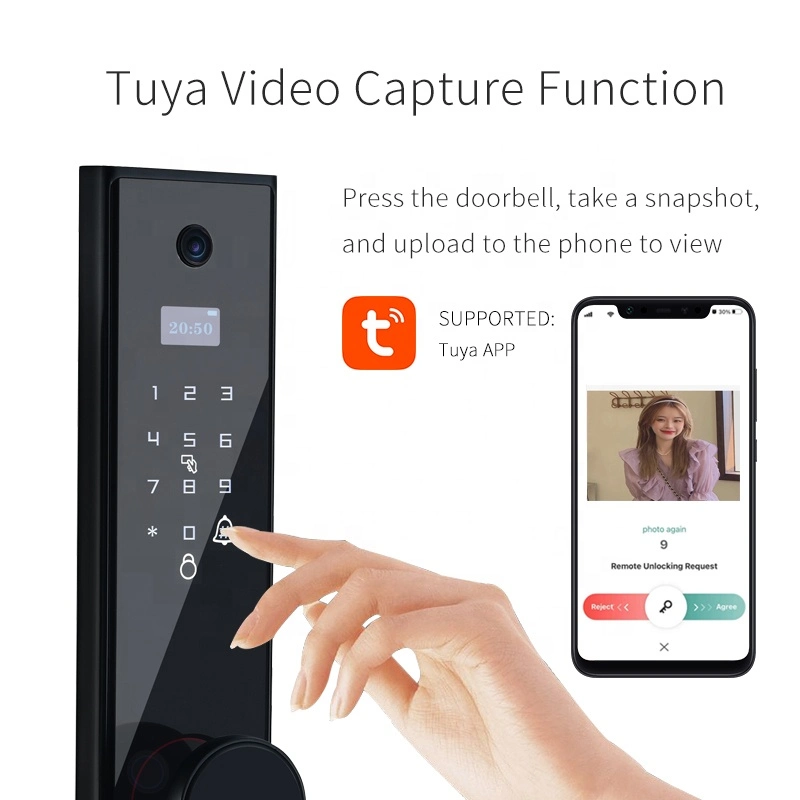 Tuya Code Fingerprint Mechanical Key Card Unlock by APP Home Automation System Multi-Functional Smart Electronic Door Locks