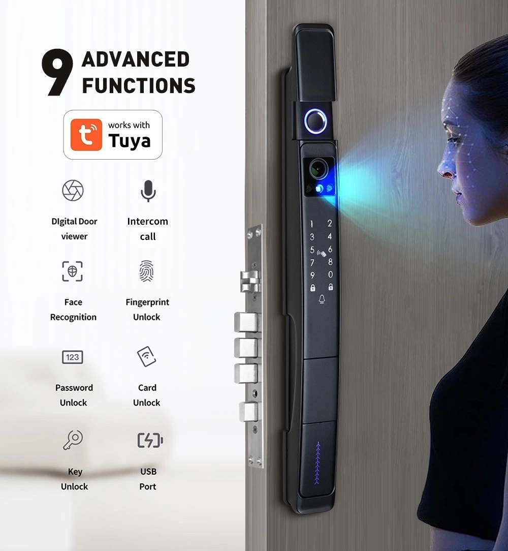 2024 New Product 3D Face Recognition Cat&prime;s Eye Camera Fingerprint Video Calling Remote Visual Intercom Smart Door Lock