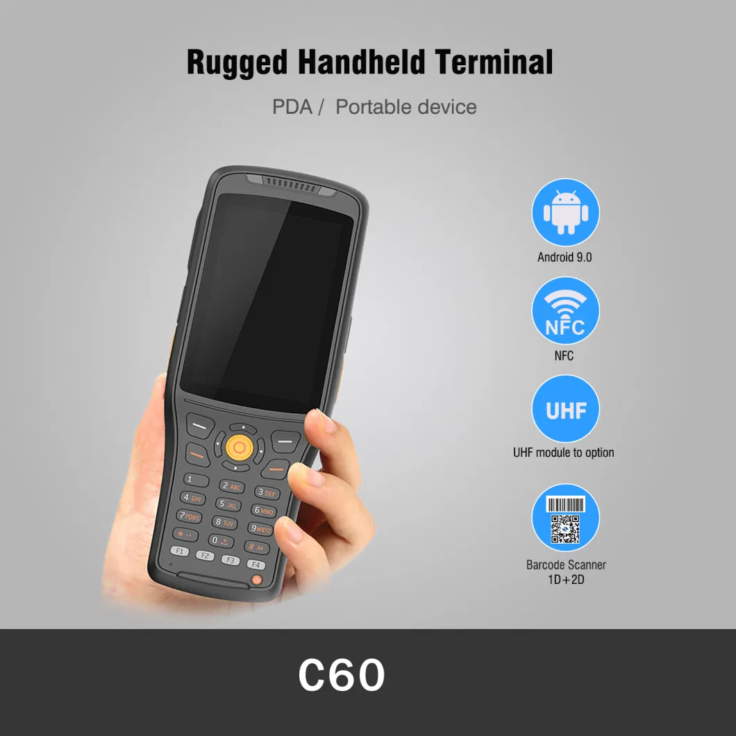 Warehouse Handheld Android UHF PDA Terminal Barcode Scanner C60