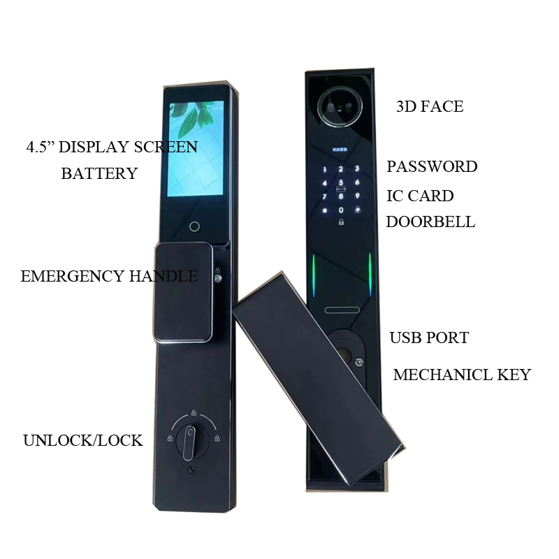 Concealed Fingerprint 3D Face Unlock Smart Door Lock