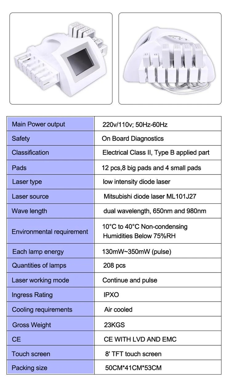 Beauty Device Fat Burning Dissolution Lipolaser Slimming Machine with 658nm 980nm Cool Lipo/ Cool Lipolaser Machine