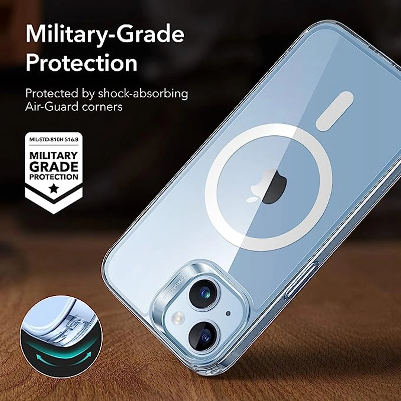 for iPhone15 Shockproof Magnetic Transparent Phone Case