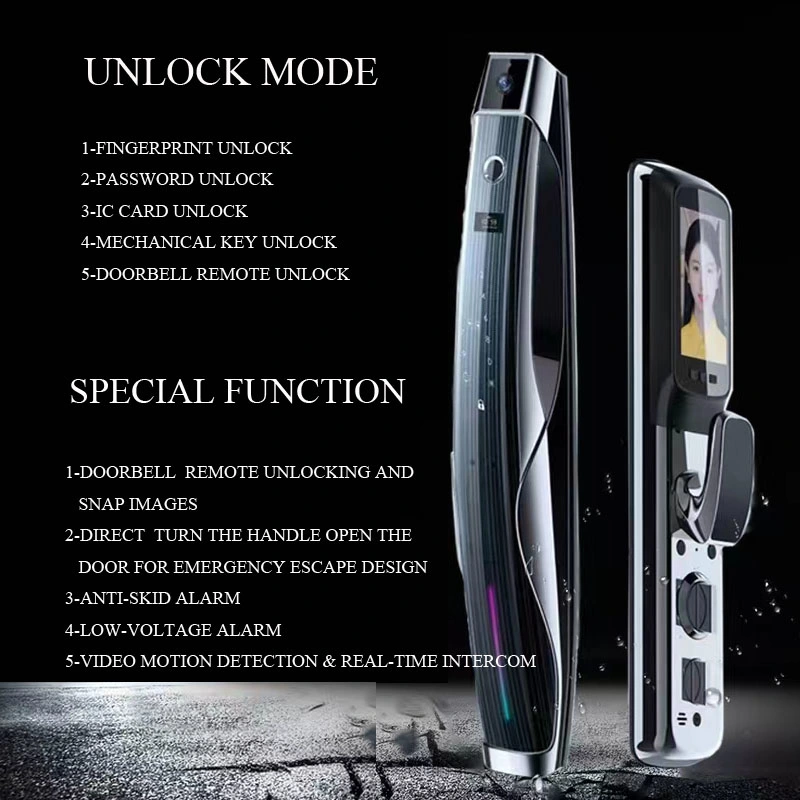 Video Motion Detection Fingerprint Password Unlock Smart Door Lock by Dingding Software