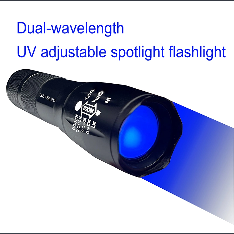 Customized Adjustable Focus UV-C LED 254nm 265nm 270nm 280nm 295nm 308nm 315nm Rechargeable Flashlight