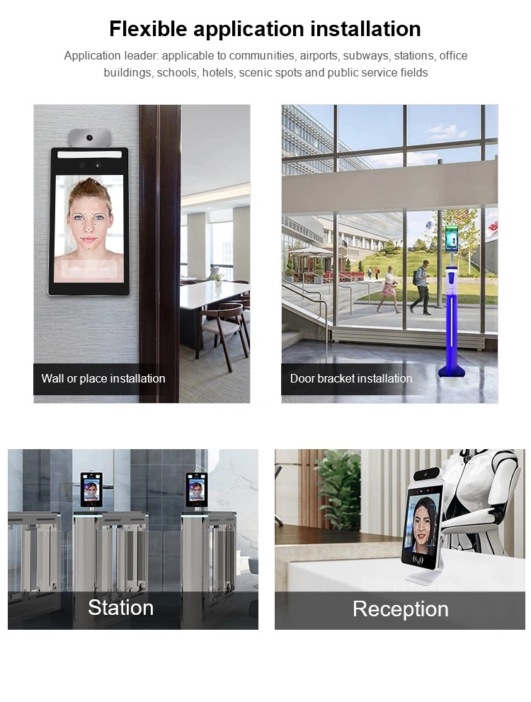 8&prime;&prime; Face Recognition Camera Facial Recognition Terminal Biometric Time Attendance System Door Turnstile Gate Access Control Machine with Infrared Thermometer