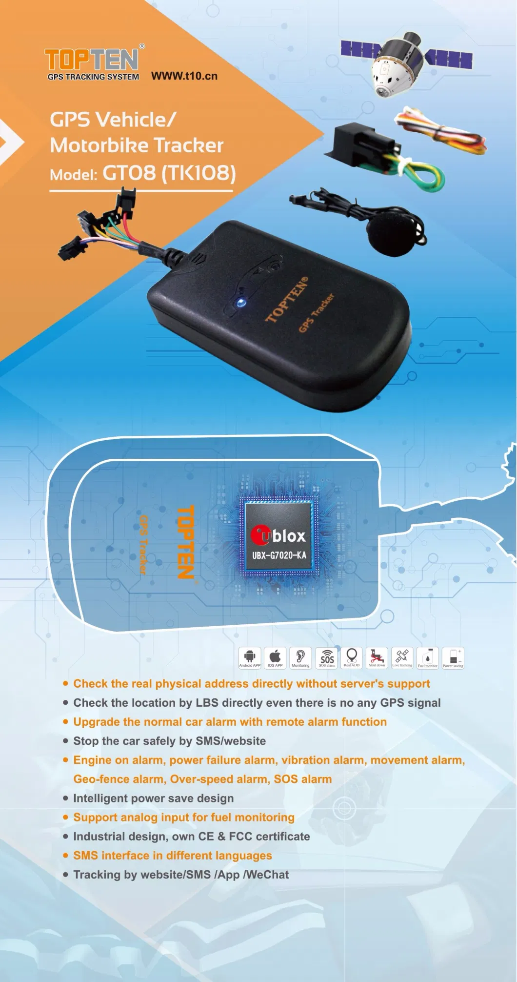 Read Time GPS Tracking Device with RFID Tracking by SMS Mobile APP (TN)