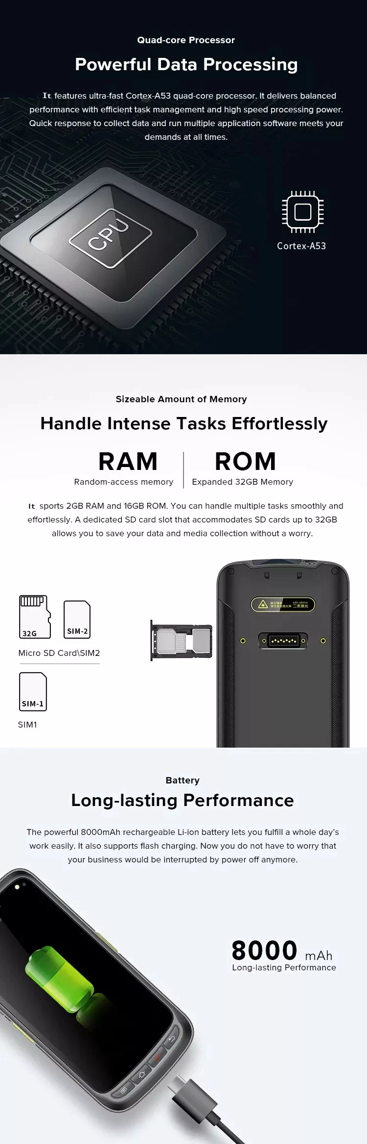 WiFi Barcode 4G Multi-Function Android UHF RFID PDA Wireless Handheld UHF RFID NFC Reader with Charing Base for Inventory Management