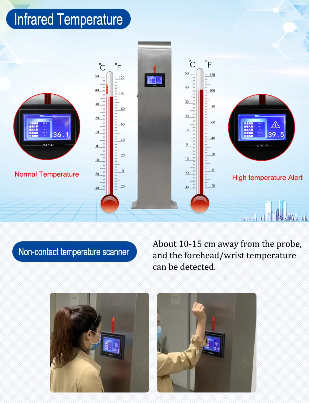 Body Temperature Auto Detector with Automatic Hand Disinfection Hand Sterilization Machine