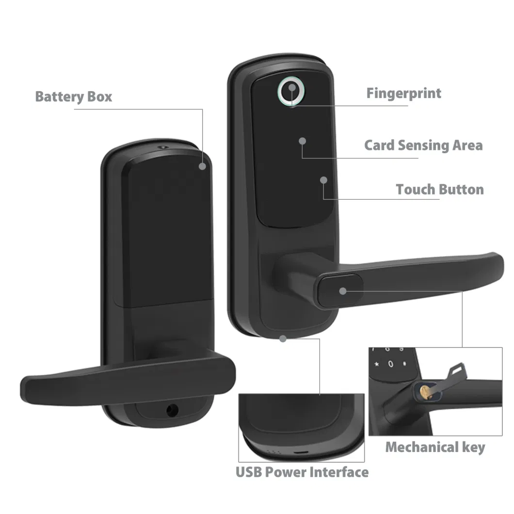 High Security Anti-Peep Code Fingerprint Door Handle WiFi APP Intelligent Digital Smart Door Lock