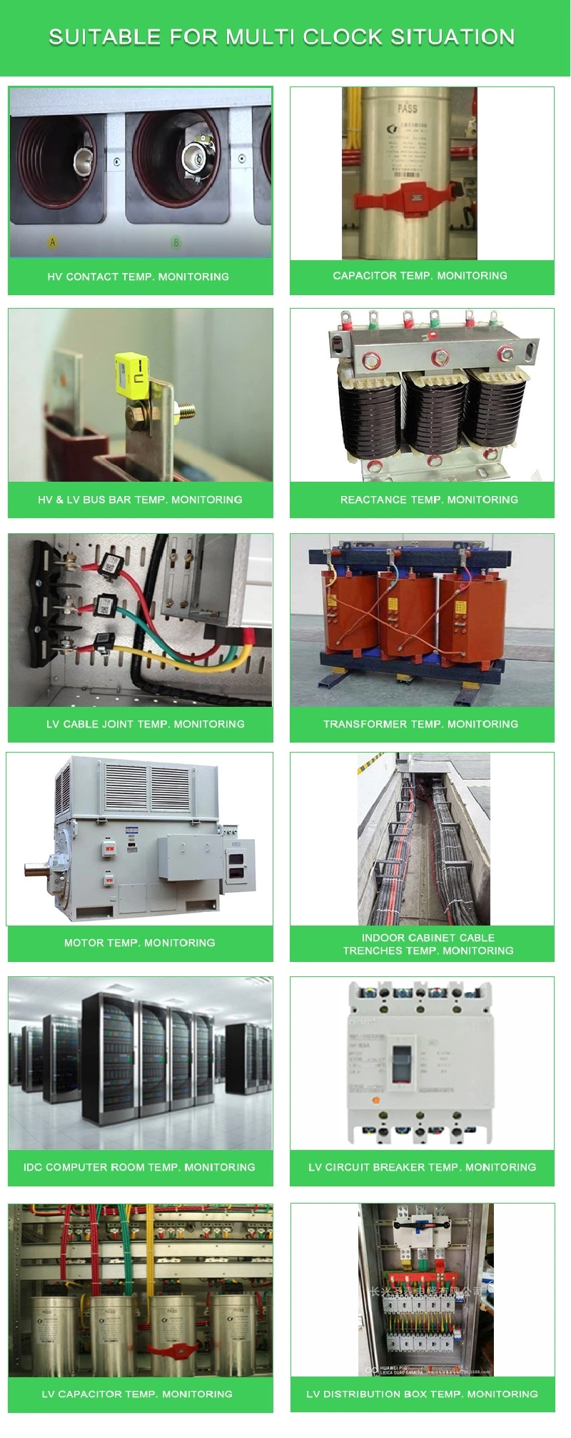 Wireless Temperature Measuring Device for Indoor Switch Cabinet Busbar