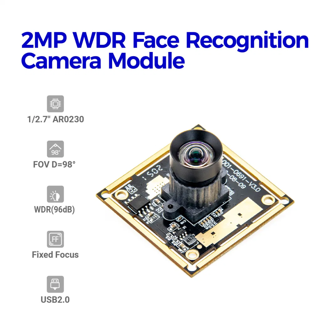 Factory Supply 1920*1080P@30fps USB2.0 Ar0230 WDR Facial Detection Camera Module for Access Control System