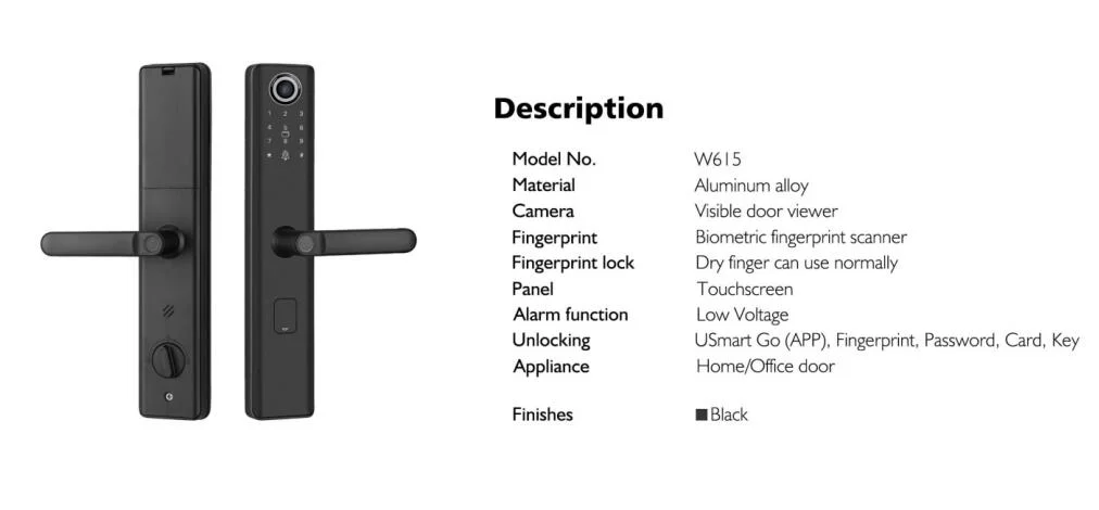 Aluminum Alloy Biometric Fingerprint Handle Smart Lock