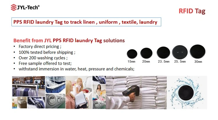 Smart Phone Read&Write Waterproof PPS Button Ntag213 RFID NFC Laundry Tag for Clothing