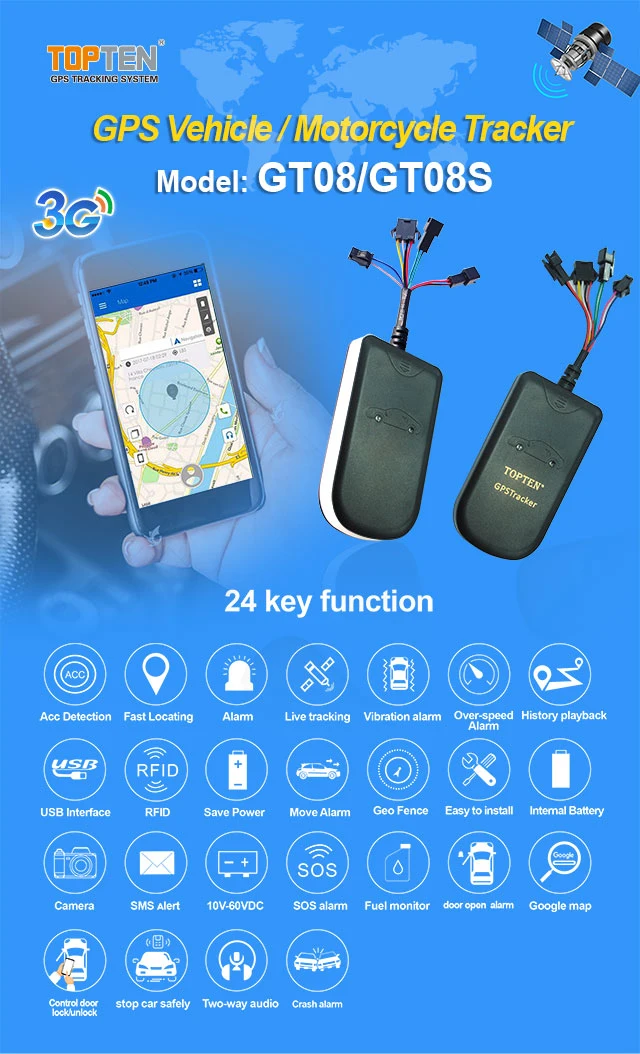 GPS Car Tracking Device with RFID Alarm System, Real-Time Tracking, Monitor Voice Gt08-Wy