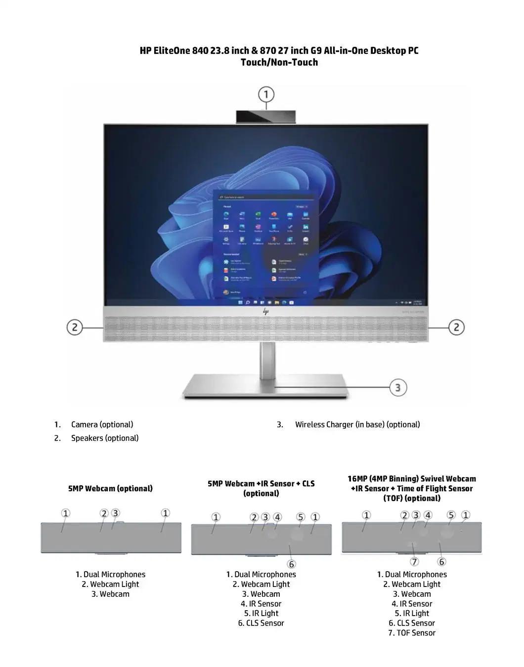 Eliteone 870 G9 Nt 27&quot;Aio Computer I3 8g 256gssd Win11PRO (QHD2560*1440)