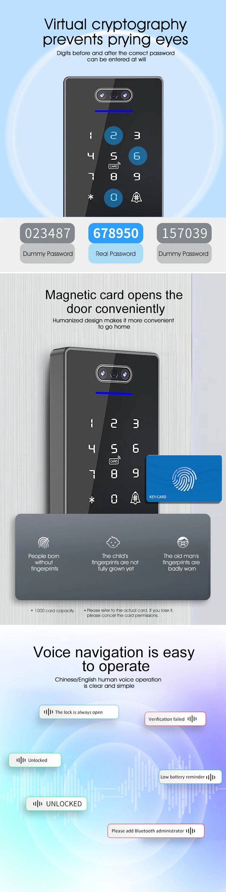 Fingerprint and Face Ttlock APP Control Bluetooth V4.0 Smartphone APP Access Controller