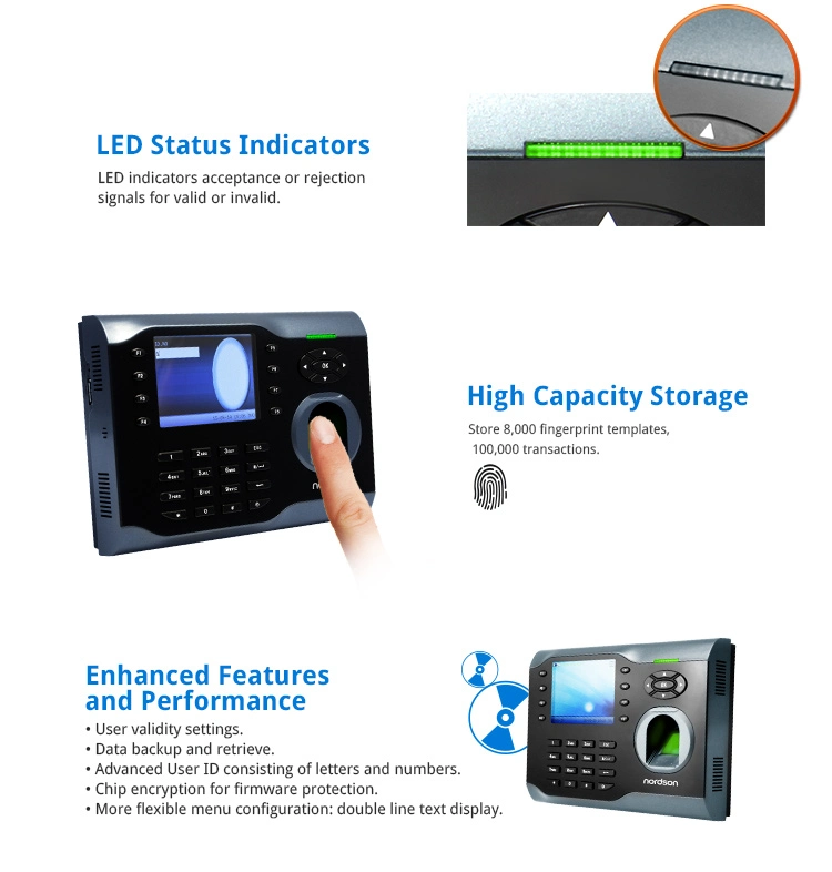 Rmarkable User Experience 3.5 Inch TFT-LCD Screen Fingerprint Time Attendance Terminal