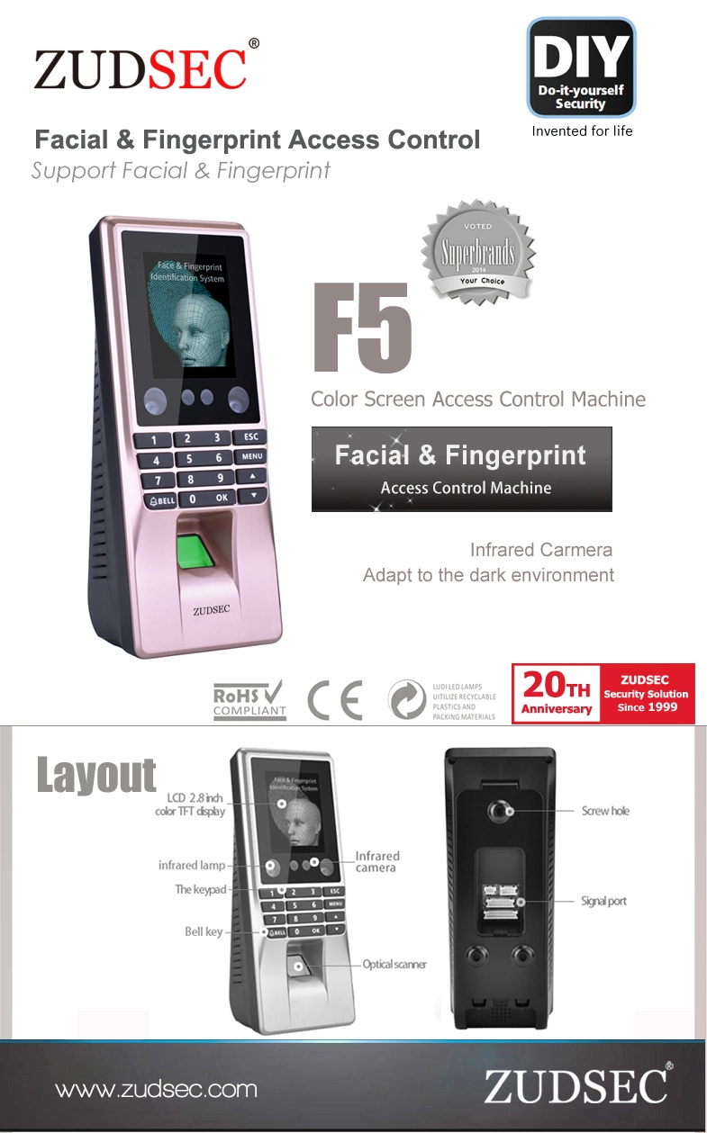 Biometric Time Attendance System Machine Face Facial Recognition Door Lock Access Control