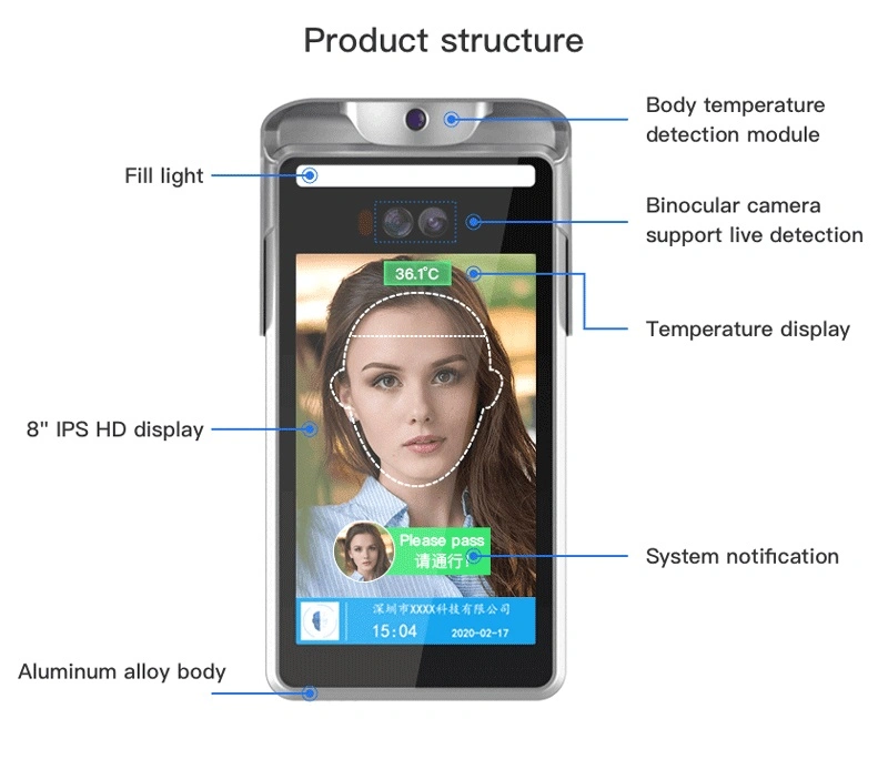 Face Recognition Time Attendance Device Temperature Measuring