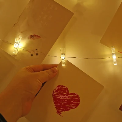 Складские запасы фабрики светодиодные индикаторы Clip фотографий String свадебные предложения признание номера оформлены мигающие огни фото огни Рождества малых цветная подсветка