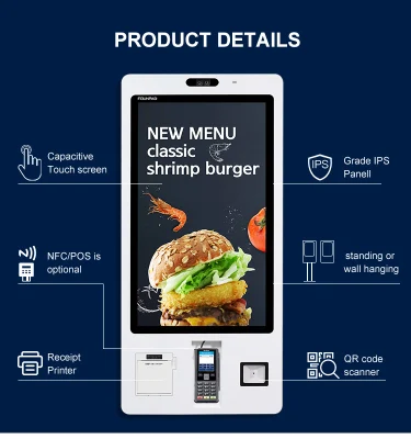 Ультра тонкий Fast Food Shop пекарня магазин принтер чеков без присмотра Face Recognition настольная подставка заказ на выплату киоск
