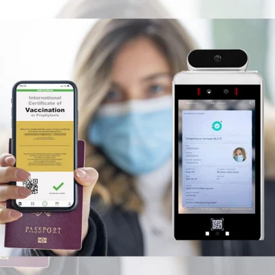 Новые продукты Touchless цифровой зеленый проход сканера код QR устройства чтения карт памяти 8-дюймовый биометрический контроль доступа термометра распознавания клеммы измерения температуры