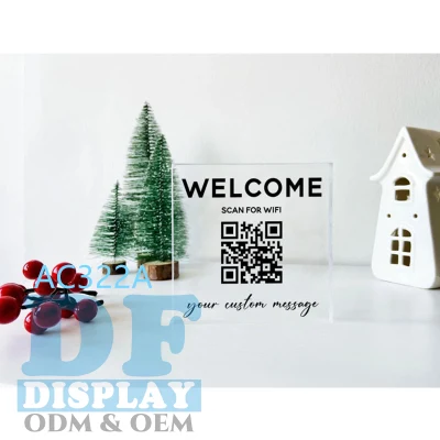 Custom акриловые подставки код QR Код QR сканер WiFi пароль входа сканирования QR Код акриловый дизайн логотипа блока цилиндров