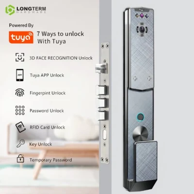 Умный автоматический дверной замок с TUYA Wi-Fi, 3D камерой, отпечатком пальца, картой и паролем