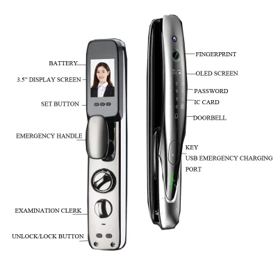Алум. Материал сплава в реальном времени Intercom Visible Fingerprint Password Lock