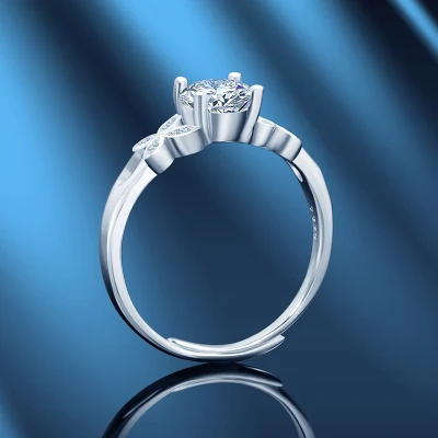 Мужчины Женщины мода предложение в День Святого Валентина признание Butter-Fly Moissanite 1 карата алмазов кольцо S925 серебристые свадебные украшения регулируемый размер кольца