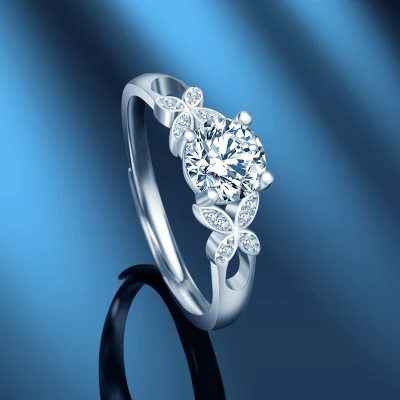 Мужчины Женщины мода предложение в День Святого Валентина признание Butter-Fly Moissanite 1 карата алмазов кольцо S925 серебристые свадебные украшения регулируемый размер кольца