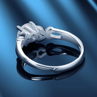 Мужчины Женщины мода предложение в День Святого Валентина признание Butter-Fly Moissanite 1 карата алмазов кольцо S925 серебристые свадебные украшения регулируемый размер кольца
