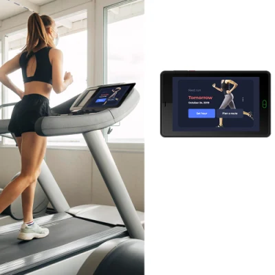 Android Linux Heart Rate Pulse Finger Print Face ID Unlock (Android: Разблокировка идентификатора лица для пуль Тренажерный зал для тренажерного зала IoT Smart Rгребля Cross Trainer Equipment Встроенный планшет для коучинга