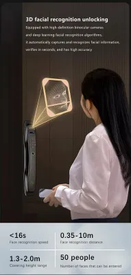 Распознавание лиц 3D Fingerprint изображение Передача изображения дверца Просмотр Smart Lock