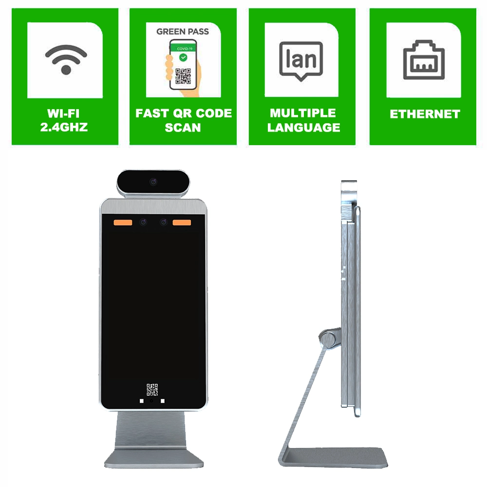 4G WiFi Hfsecurity Qr Reader Temperature Measurement Kiosk Access Control Terminal with Free Facial Recognition Software