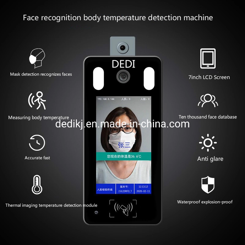 Dynamic Facial Recognition Access Control Machine Biometric Face Identification Attendance Device with Infrared Thermal Imaging IP Camera