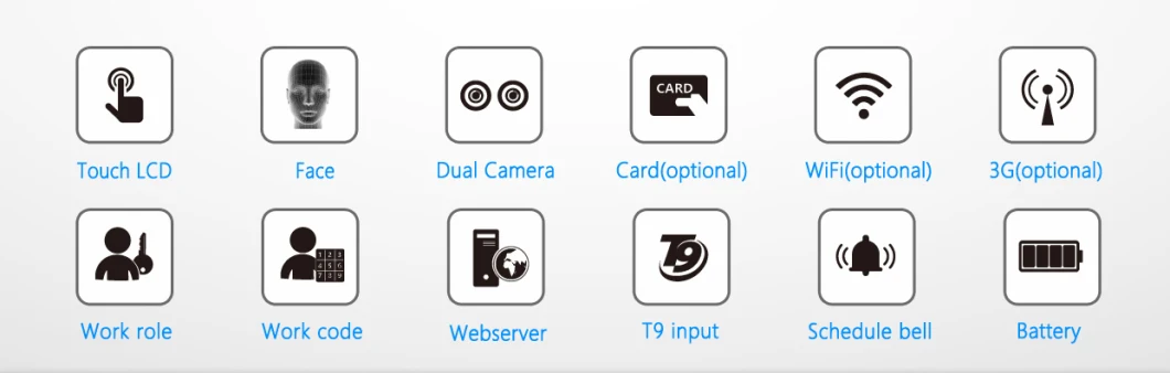 (FA1-H/ID+W) ID Card Fingerpritn &amp; Facial Recognition Time Attendance System with WiFi Function