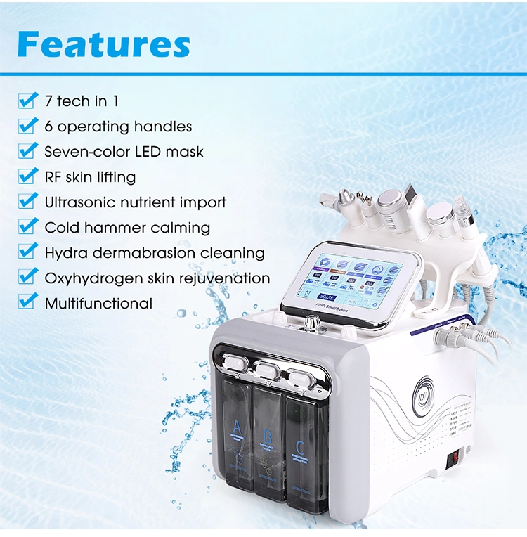 7 In1 Hydrafacial Dermabrasion Facial Skin Care Treatment Hydro Micro Dermabrasion Chinese Hydra Facial Machine with Mask