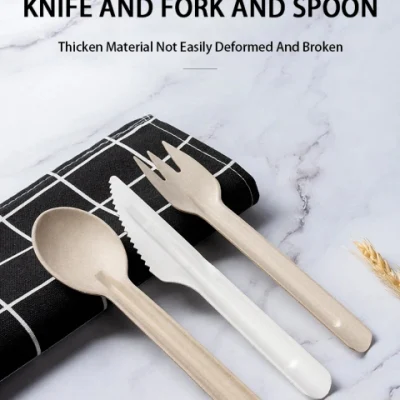 Wholesale Customized Biodegradable Disposable Sugar Cane Pulp Knife, Fork &amp; Spoon Cutlery