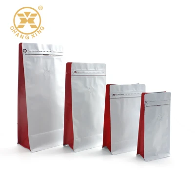 100g 250g 500g 1kg Square Bottom Stand up Foil Laminated Empty Matte White Coffee Bag Packaging with Valve
